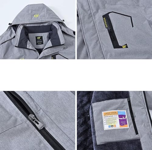 Image of QPNGRP Mens Waterproof Fleece Ski Jacket Windproof Winter Snow Coat