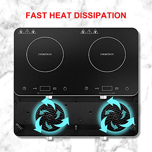 Image of COOKTRON Double Induction Cooktop Burner, 1800w 2 burner Induction Cooker Cooktop, 10 Temperature 9 Power Settings Portable Electric Countertop Burner Touch Stove with Child Safety Lock & Timer