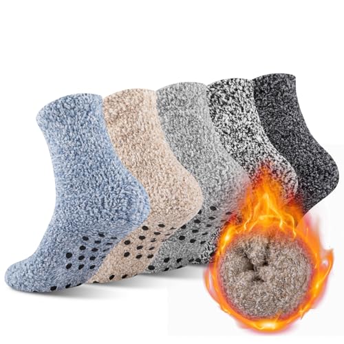 COOVAN Mens Fuzzy Socks 5 Pairs