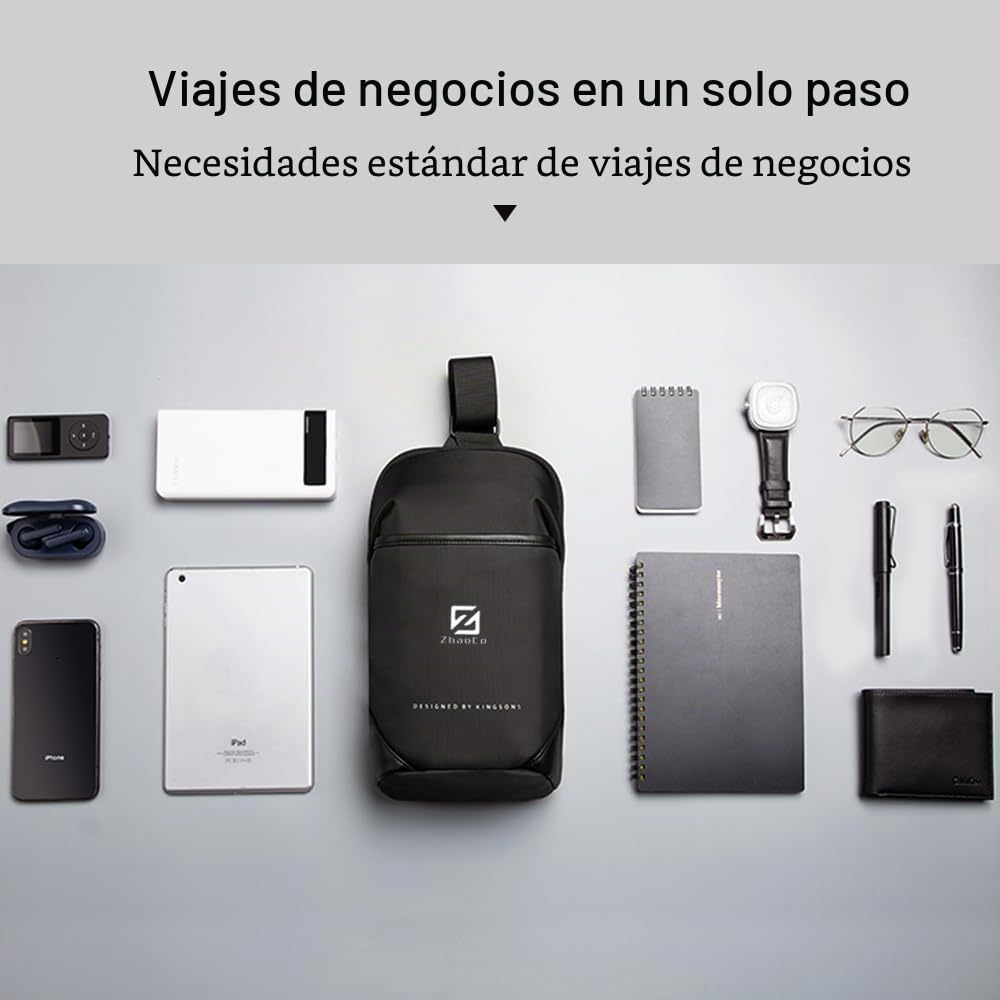 ZhaoCo Bolsos Cruzados para Hombre, Bolsa de Pecho Pequeña Moda Ligero para Ciclismo Vacaciones Fiesta Viaje Casual Negro