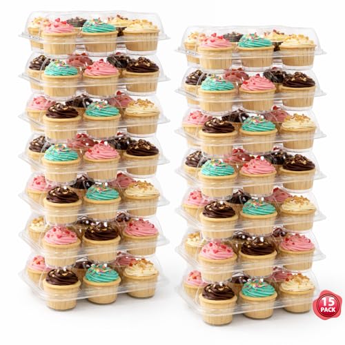 WIKDAY 6 Count Cupcake Containers Boxes with Lids, 15 Pack
