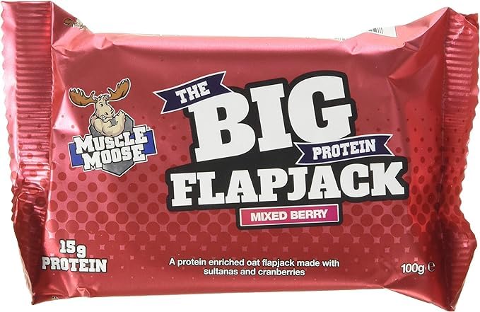 Muscle Moose Big Protein Flapjack, Mixed Berry, 12 x 100 g