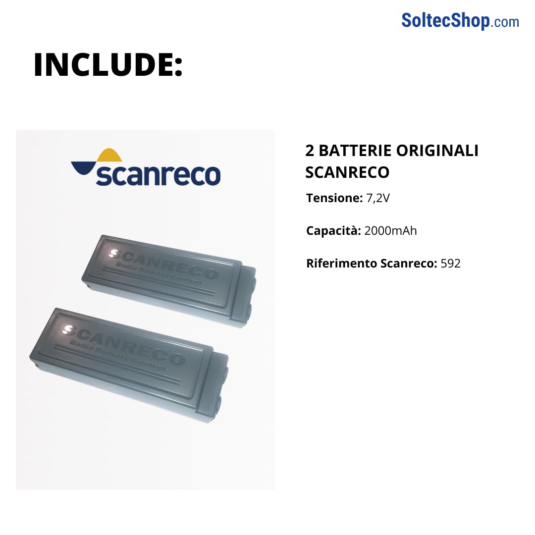 Kit de 2 baterías Originales Scanreco Modelo 592, 7,2 V 2000 mAh NiMH Recargables para Mando a Distancia de grúa, camión grúa y Equipos de elevación