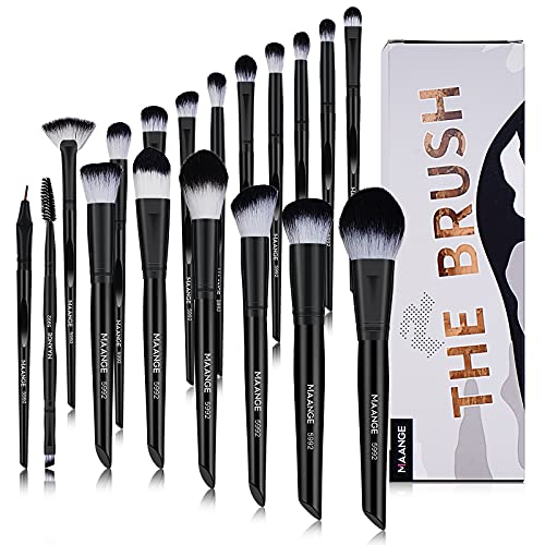 Makeup Brushes ,MAANGE 18 Pcs Professional Makeup Brushes Set Premium Synthetic Foundation Face Powder Blush Eye Shadows Travel Make Up Brushes with gift box
