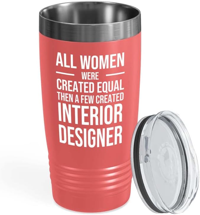 Interior Designer Coral Edition Ringneck Tumbler 20oz - Become Interior Designer - Interior Decorator Builder Arranger Organizer Home House Office Room Homestyler Artificer Aesthetician