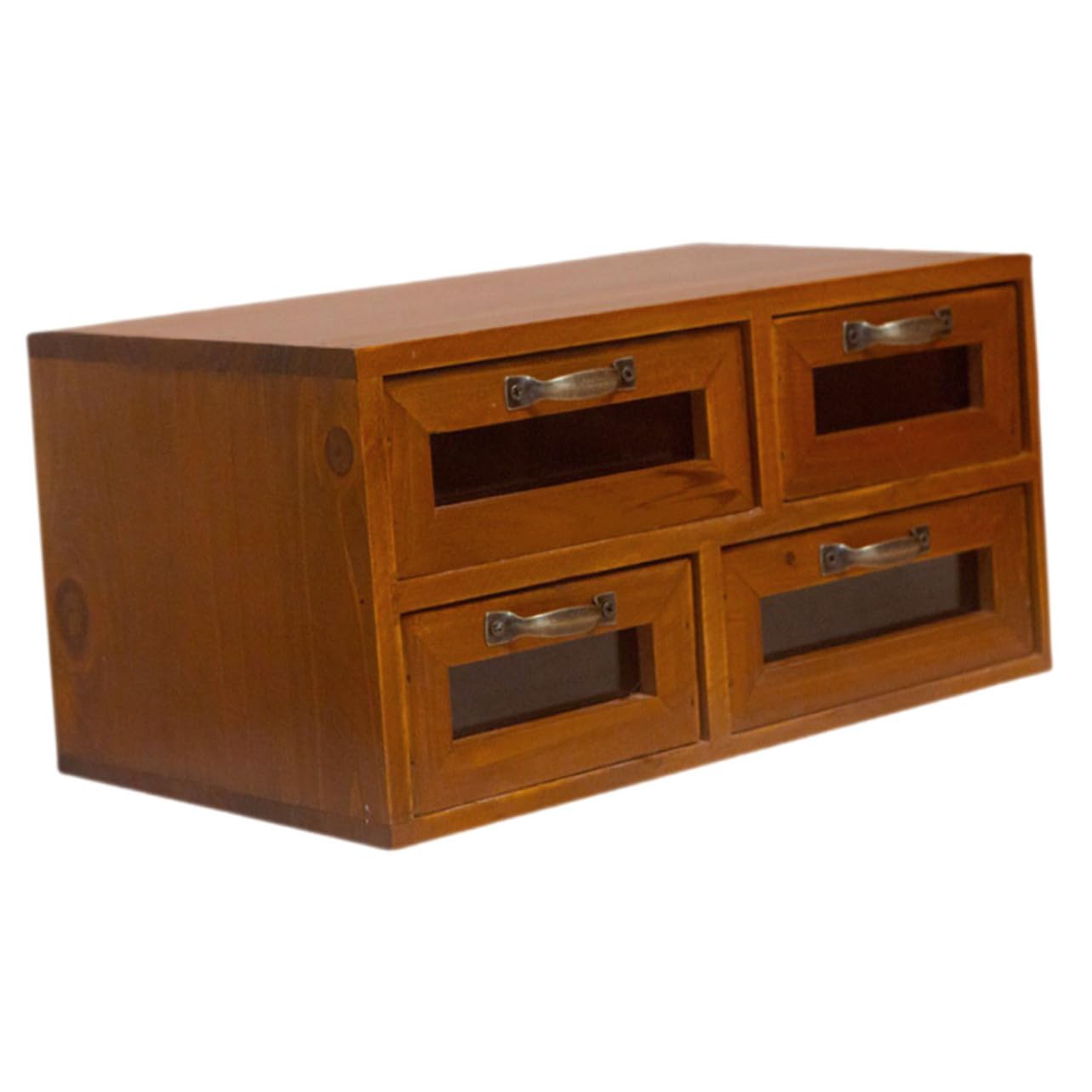 Operitacx Caja Organizadora de Madera de Doble Capa con 4 Cajones y 4 Compartimentos para Almacenamiento Versátil de Escritorio, Diseño Cerrado para Protección contra Polvo