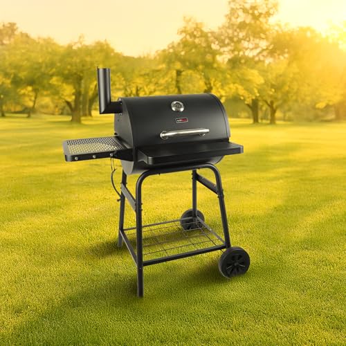 Image of Grill Boss 23 Inch Charcoal Barrel Grill with Adjustable Grate, Large Cooking Area, Black