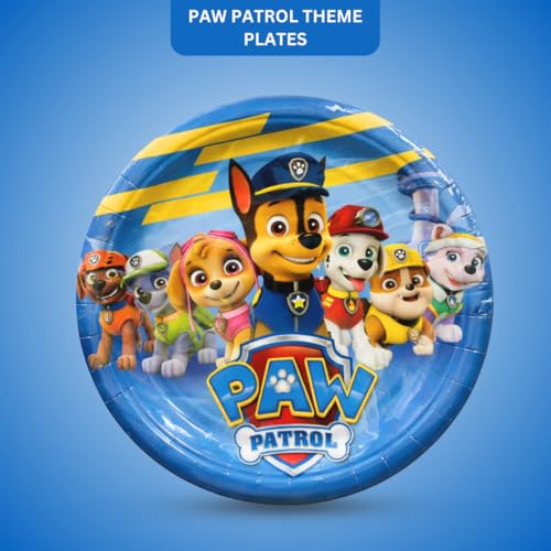 Image of Wanna Party Cute Paw Theme Inspired Paper Plates (10 Pcs) | Paw Theme Birthday Plates for Kids | Cute Puppy Theme Party Tableware for Birthday Decoration & Celebration Supplies