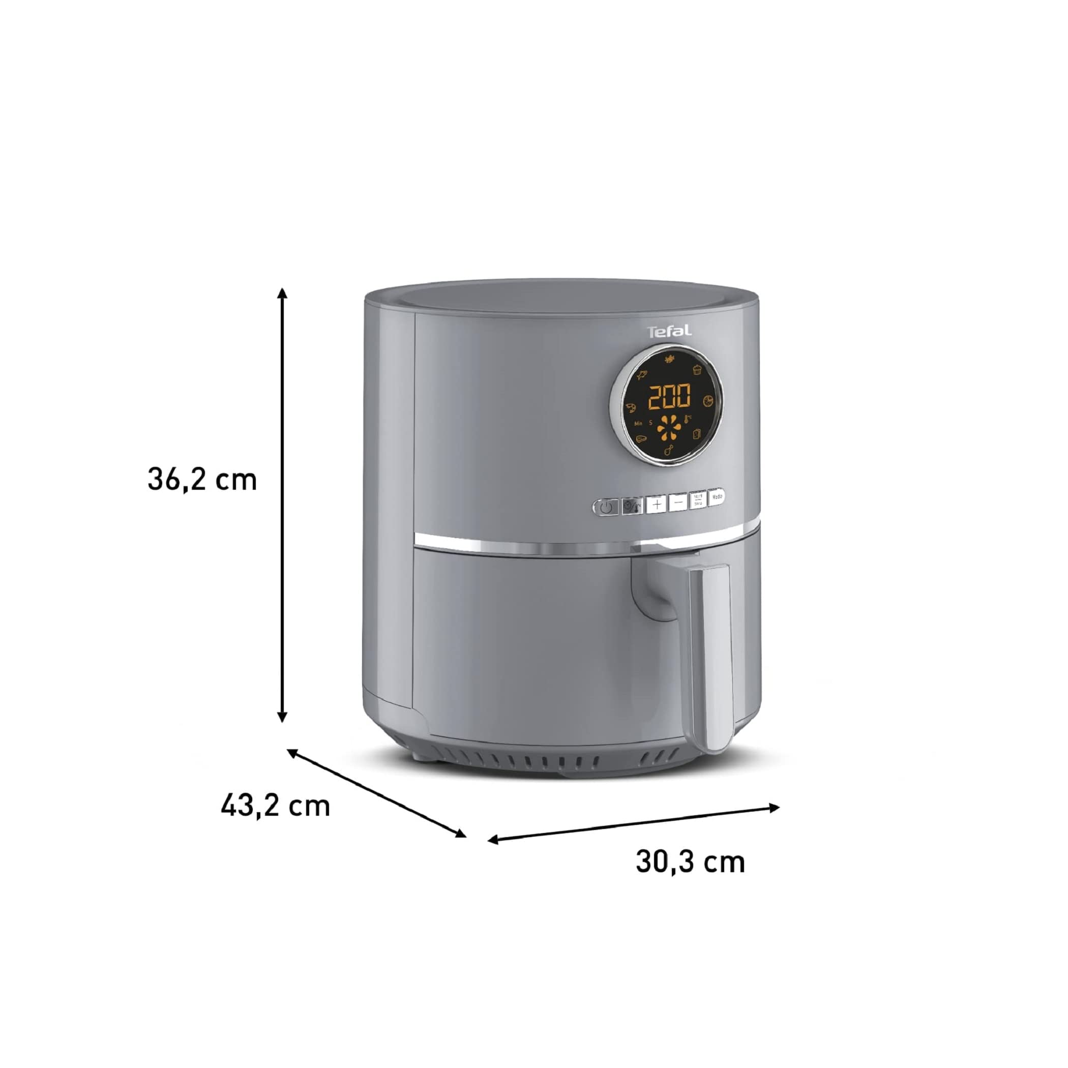 Tefal Ultra Fry Heißluftfritteuse Air Fryer, Frittieren, Rösten, Grillen, Backen, 4,2 L für 6 Personen, 8 Kochprogramme, Digitales Display, energiesparend, gesunde Friteuse ohne Öl, grau, EY111B