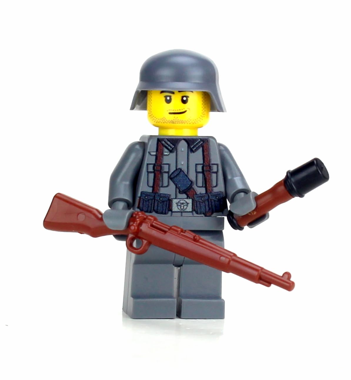 Battlebrick 1.6" Tall German Kar98 WW2 Soldier Custom Minifigure | Printed in USA | Authentic Military Minifigure | Perfect Gift for Ages 8 and Up to Adult AFOL