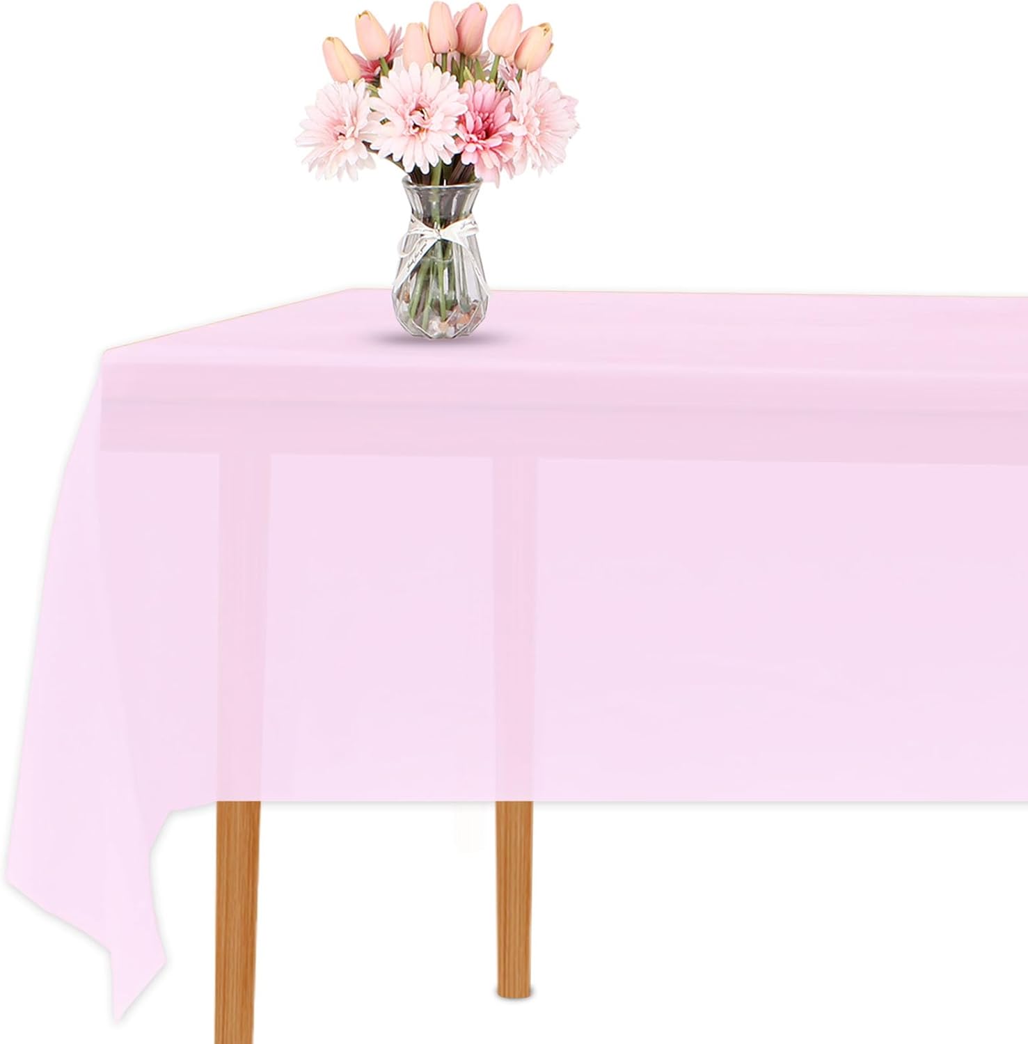 Light Pink 3 Pack Premium Disposable Plastic Tablecloth for
