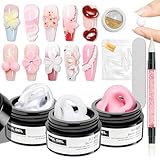 SUPWEE 3D Sculpting Gel for Nail Art Pearl White Pink and White Solid Builder Hard Gel for Nail Extend Sculpture Molding Gels Non Stick Hand DIY at Home for Women Girls