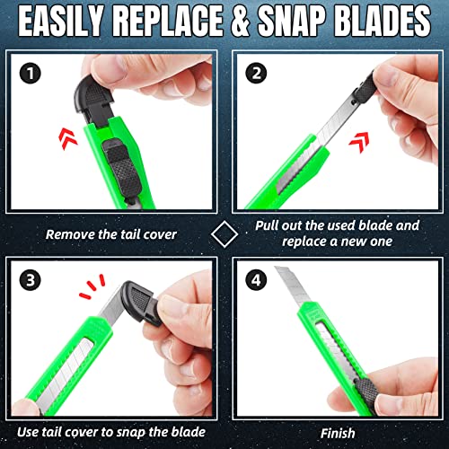 Image of 24-Pack Retractable Box Cutter | 9mm Snap-Off Blades with Lightweight Design | Carton /Plastic Opener for Home & Office | Exacto Knife Box Opener