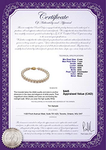 Image of White 6-7mm AAA Quality Freshwater Cultured Pearl Bracelet for Women