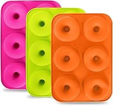 Donut Pan 3 Pack, HBlife 6 Cavity Non-Stick Full-Sized Silicone Donut Mold Baking Pan Tray Doughnut Pan Maker for Heat Resistance for Cake Biscuit Bagels Muffins