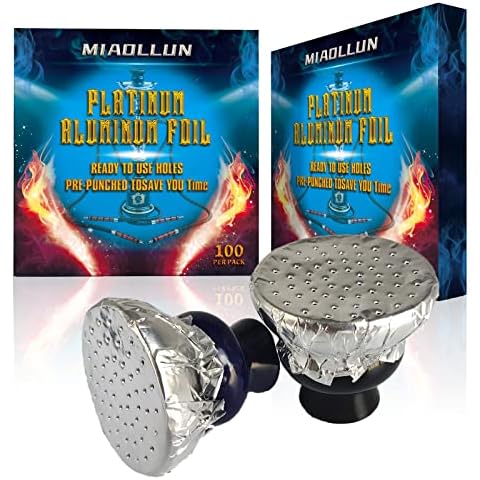 MIAOLLUN Hookah Foil Pre-Punched Hookah Aluminum Foil, Shisha Aluminum Foil, Heavy Aluminum Precut Foil 5 Inches Wide (100Pcs/1 Pack) Cover