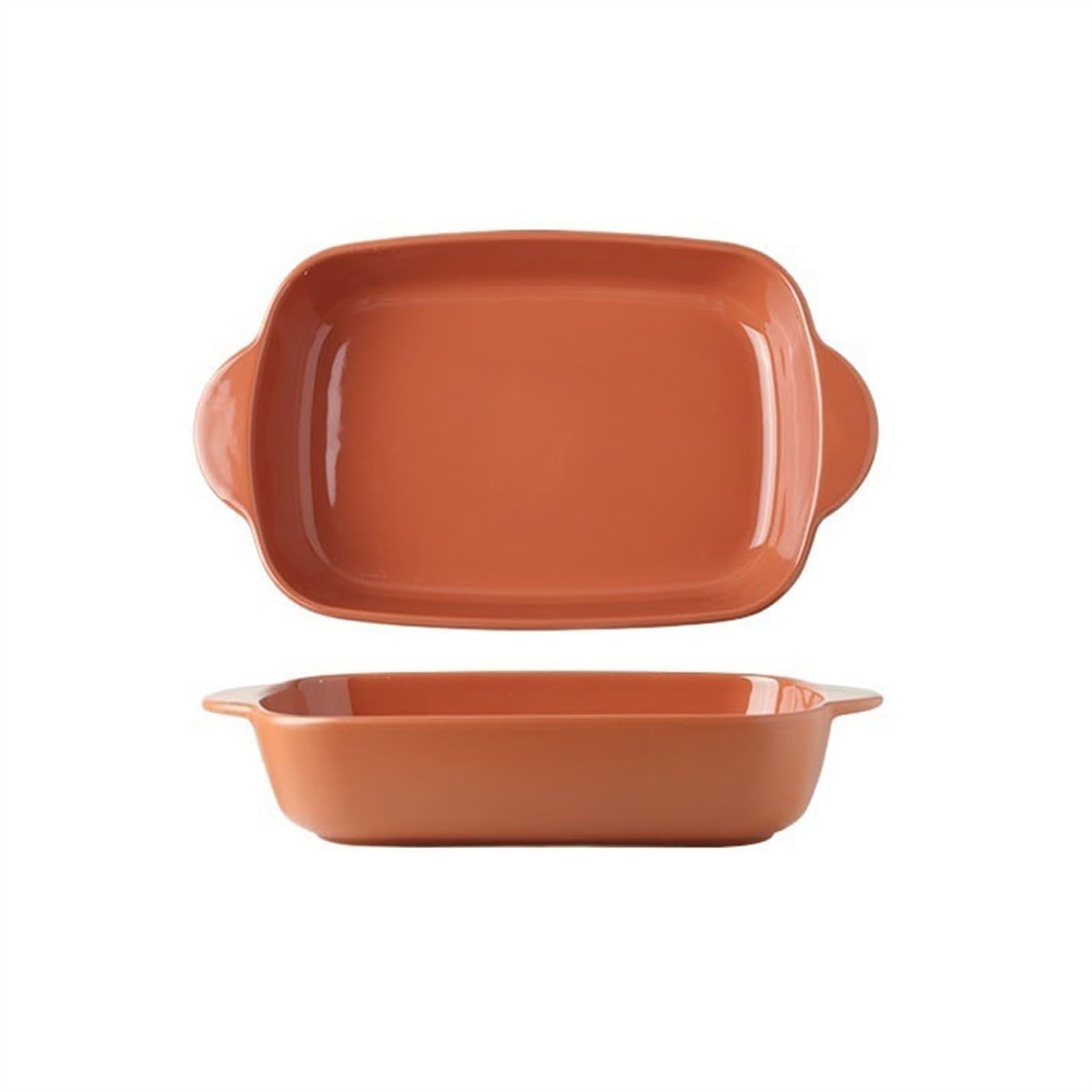 Fuentes Horno Bandeja for hornear arroz al horno con queso, utensilios especiales for horno, cuenco de cerámica, plato Rectangular for microondas de doble oreja Fuente Lasaña(Red,11inches)