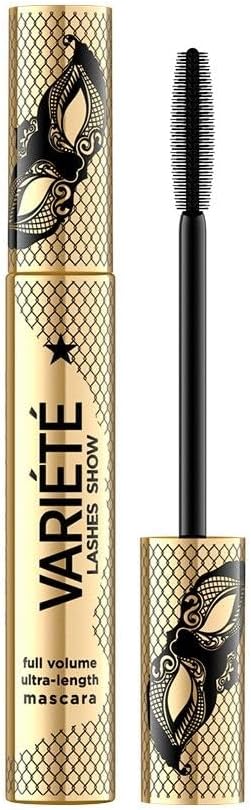 Eveline Cosmetics Variété Variété Volumizing and Lengthening Mascara - Long-Lasting, Smudge-Proof Formula with Intense Black Pigmentation, 10 ML