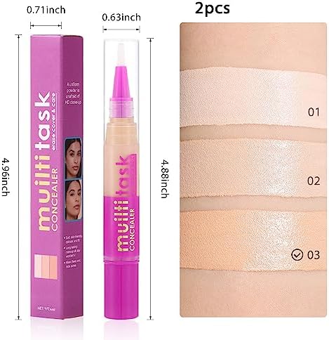 Kaely 2-in-1 Concealer & Brightener Stick, Waterproof Color Correcting Concealer Pen, Full Coverage Liquid Foundation