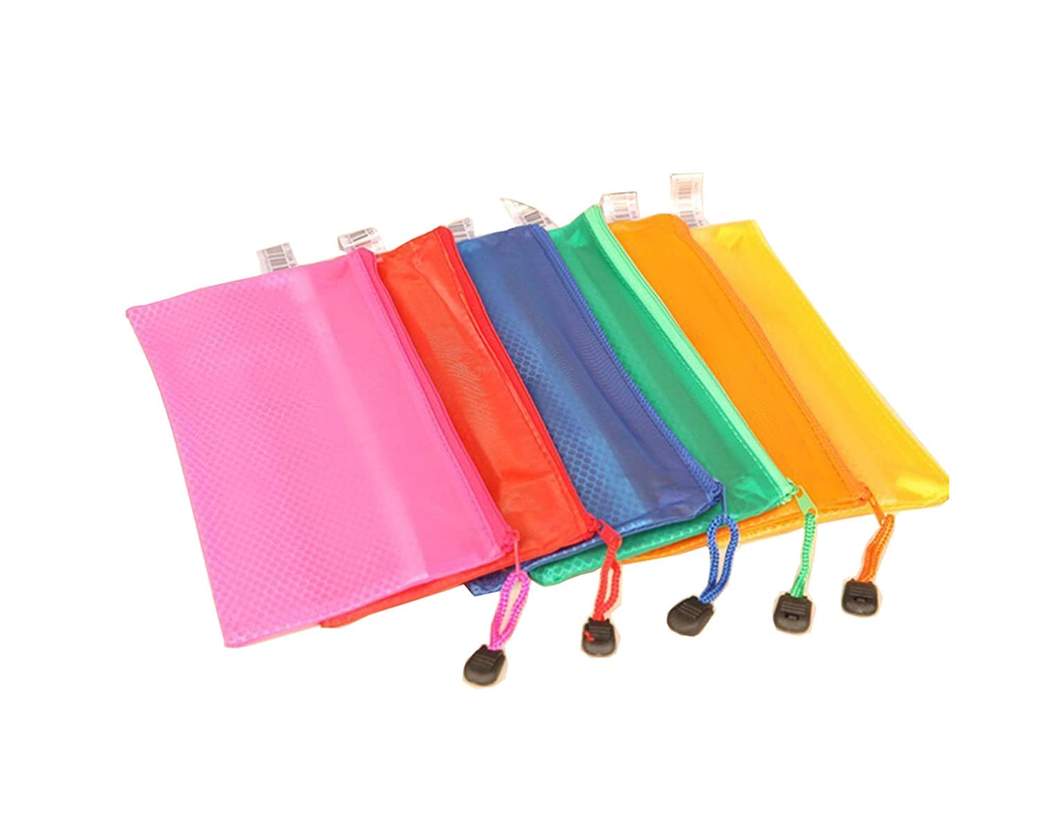 Zip Pouch Zippered Pencil Pen Stationary Case Travel Document Holder Bag Cosmetics Pouch (23.5cm X 11cm)- Pack of 5 Plain, No Design Art Plastic Pencil Boxes-image-23