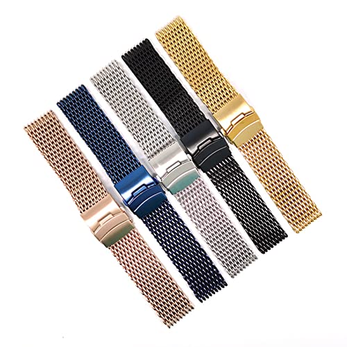 Fermoir pliable double pression sur bracelet montre bleu acier 24mm - 4
