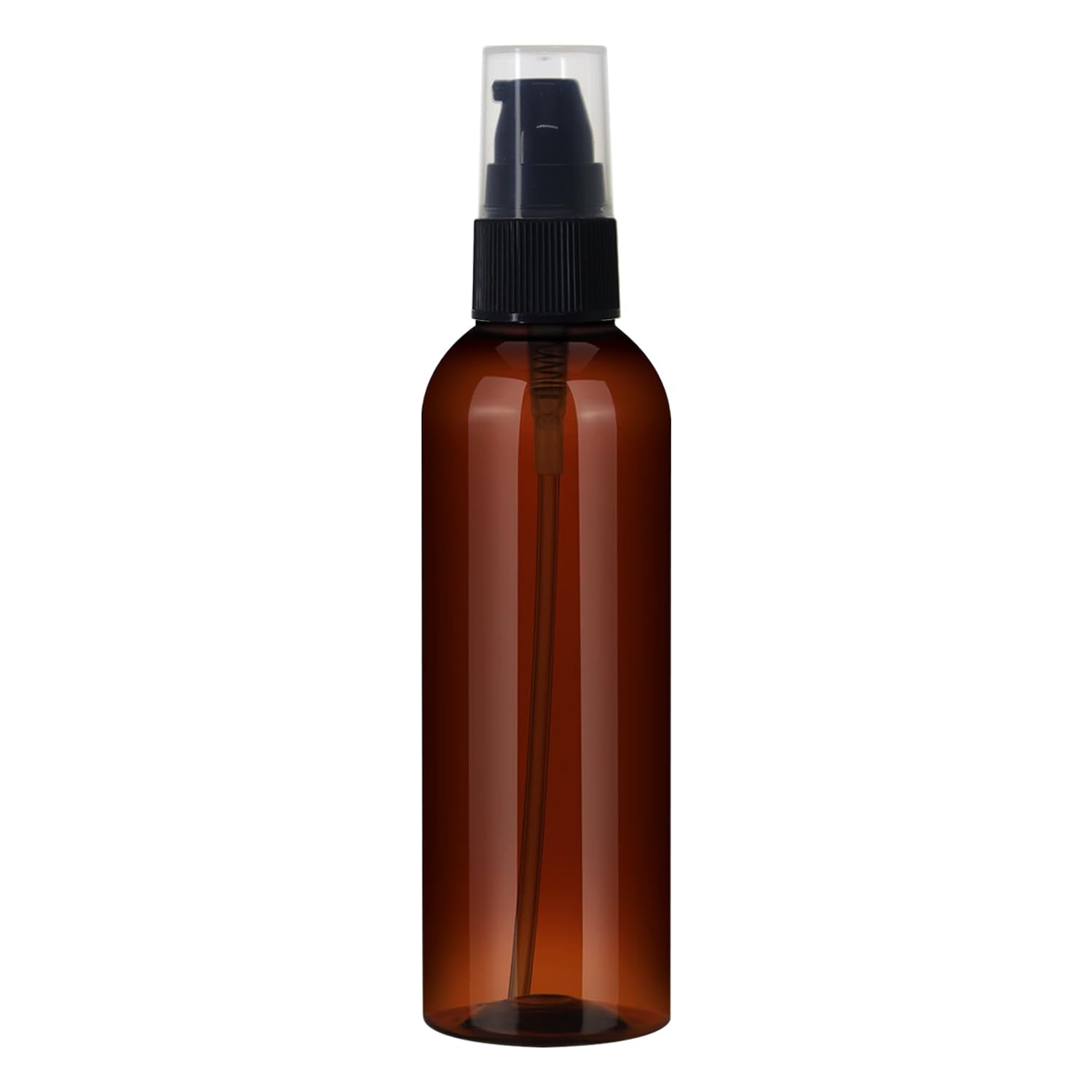 100ml Amber Plastic Round Empty Refillable & Reusable Bottle With Black Serum Pressed Pump Dispenser For Liquid, Lotion Cream, Shampoo, Cosmetic & Multipurpose (PACK OF 24)-image-20