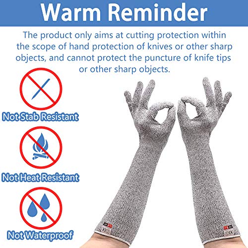 GRSTREE Work Gloves, Cut Resistant Gloves with Long Sleeves, level 5 Anti Cut Glove, Safe Food Grade, Hand Wrist Forearm Protectors, for Gardening/Kitchen/Heavy Duty, Medium