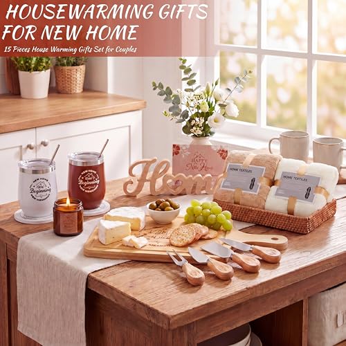 19 Pcs Housewarming Gift for Couple, Rustic Brown New Home Set - Image 2