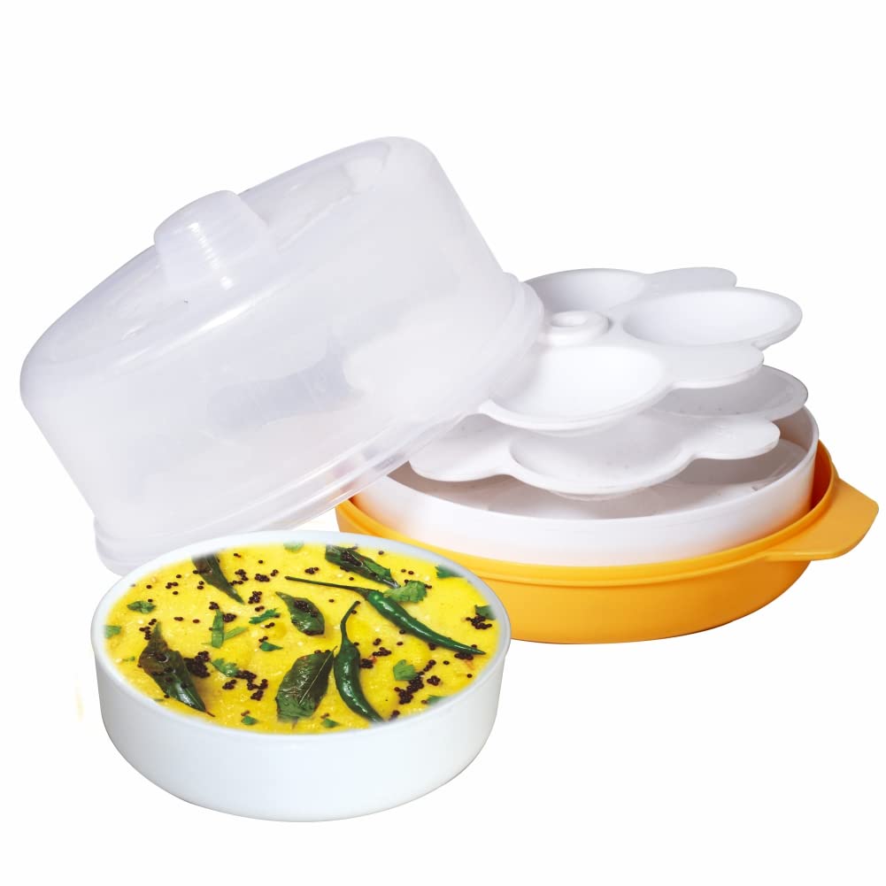 Wonder Homeware Prime Healthy Idli Dhokla Maker Combo Microwave Safe, Big Idli Steamer, Yellow