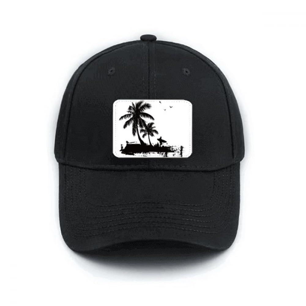 Casquette de baseball noire réglable : protégez-vous du soleil avec le motif noix de coco