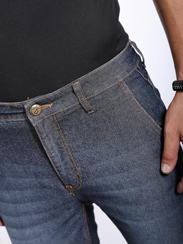 Image of The Indian Garage Co Men Slim Fit Solid Mid-Rise Jeans