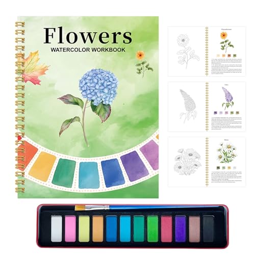 Libro de trabajo de acuarela, encuadernación en espiral para suministros de dibujo y suministros de arte | Libro de trabajo para principiantes de acuarela | Para el hogar, oficina, escuela, viaje