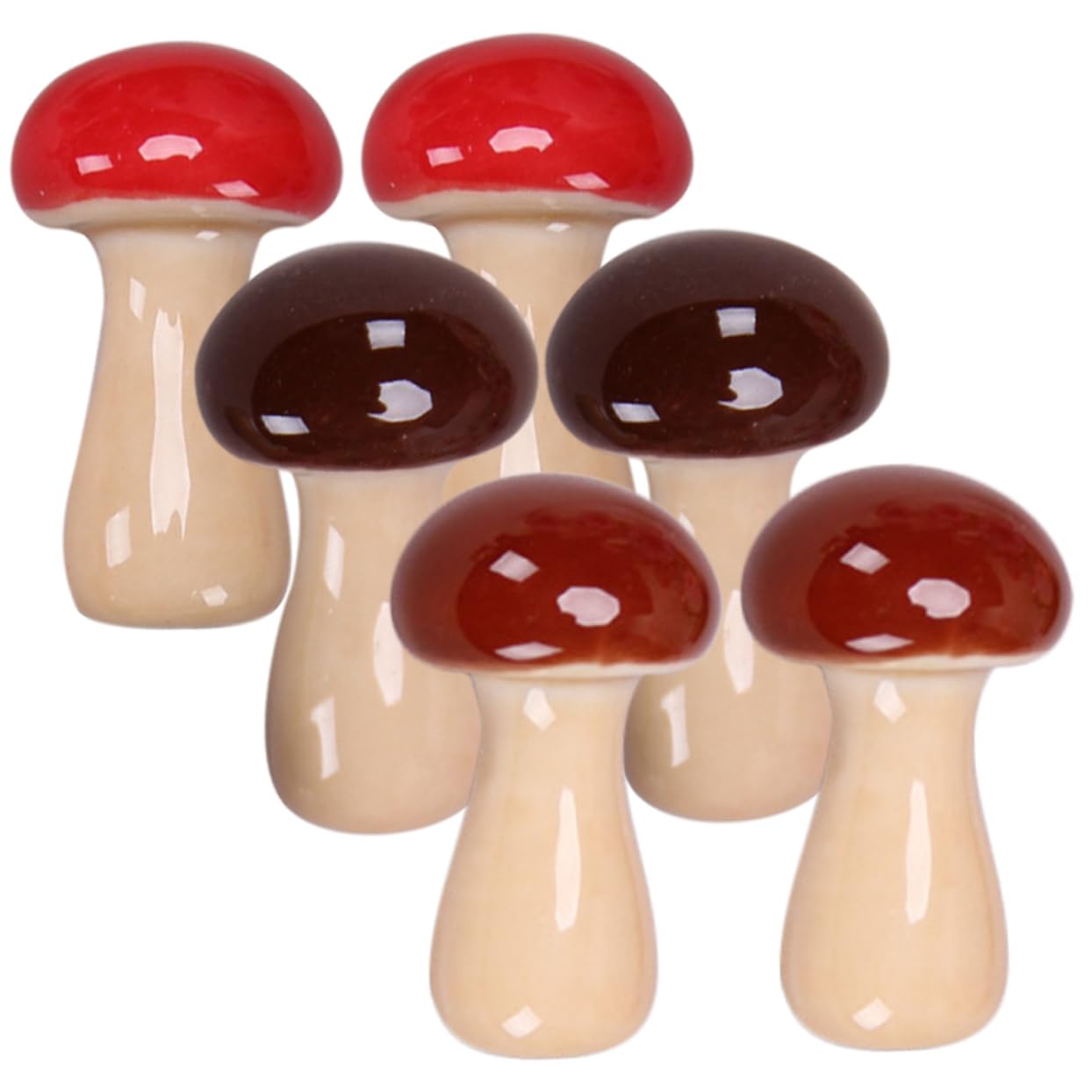 OFFSCH 6Pcs Ceramic Mushroom Shape Chopsticks Holder Rack Cute Rest for Dining Table Decoration Easy to Clean and Store Multifunctional Utensil Rest for Home Kitchen