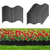 Garden Edging Border, 20PCS Interlocking Landscape Edging Fence, No-Digging Plastic Garden Fence Border Set for Dividing Different Planting Areas, Decoring Garden Lawn [Black]