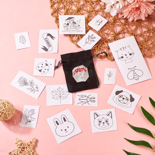 Image of Magibeads 68 Patterns Animal Mushroom Water-Soluble Embroidery Dog Cat Flower Ladybug Dragonfly Stick and Stitch Embroidery Paper Starter Kit for Hand Sewing Beginners Adult