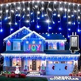 XIKENGSHQ Blue and Cool White Icicle Lights