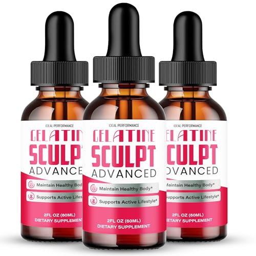 Gelatine Sculpt Drops Official Gelatine Sculpt Supplement Dropper All Natural Keto Liquid Droppers Advanced Formula Sustain Active Lifestyle & Fitness Goals GelatineSculpt Reviews (3 Pack)