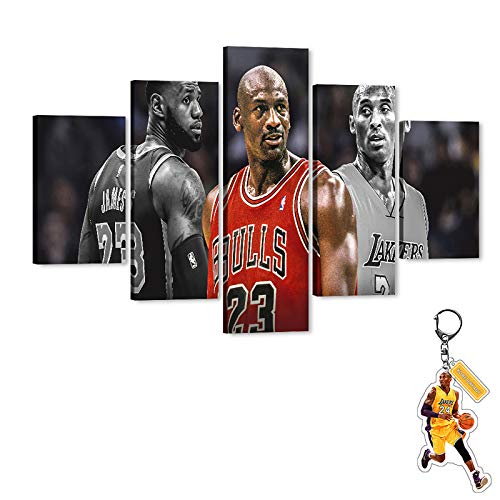 TIMUBA 5 Pices Kobe Canvas Wall Art, Large Kobe Forever Legend 8th 24th Picture Canvas Print for Wall Decor, Basketball Star Framed Artwork for Men Boys Bedroom Man Cave Ready to Hang (60" Wx40 H)