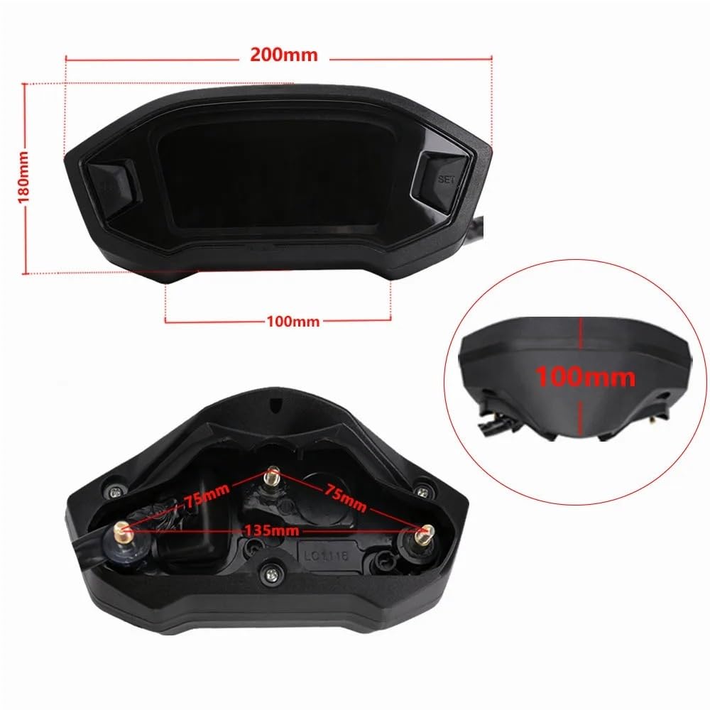 Compteur De Vitesse Numérique Universel Pour Moto - 13000 Tr/min - Rétroéclairage - Pour 2 à 4 Cylindres - Odomètre Réglable - 14