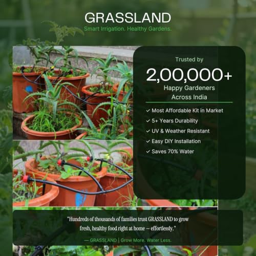 Image of GRASSLAND - Drip Irrigation System for 15 Plants, Self Automatic Watering Garden Hose Kits With Adjustable Dripper (15 Plants Drip Kit)