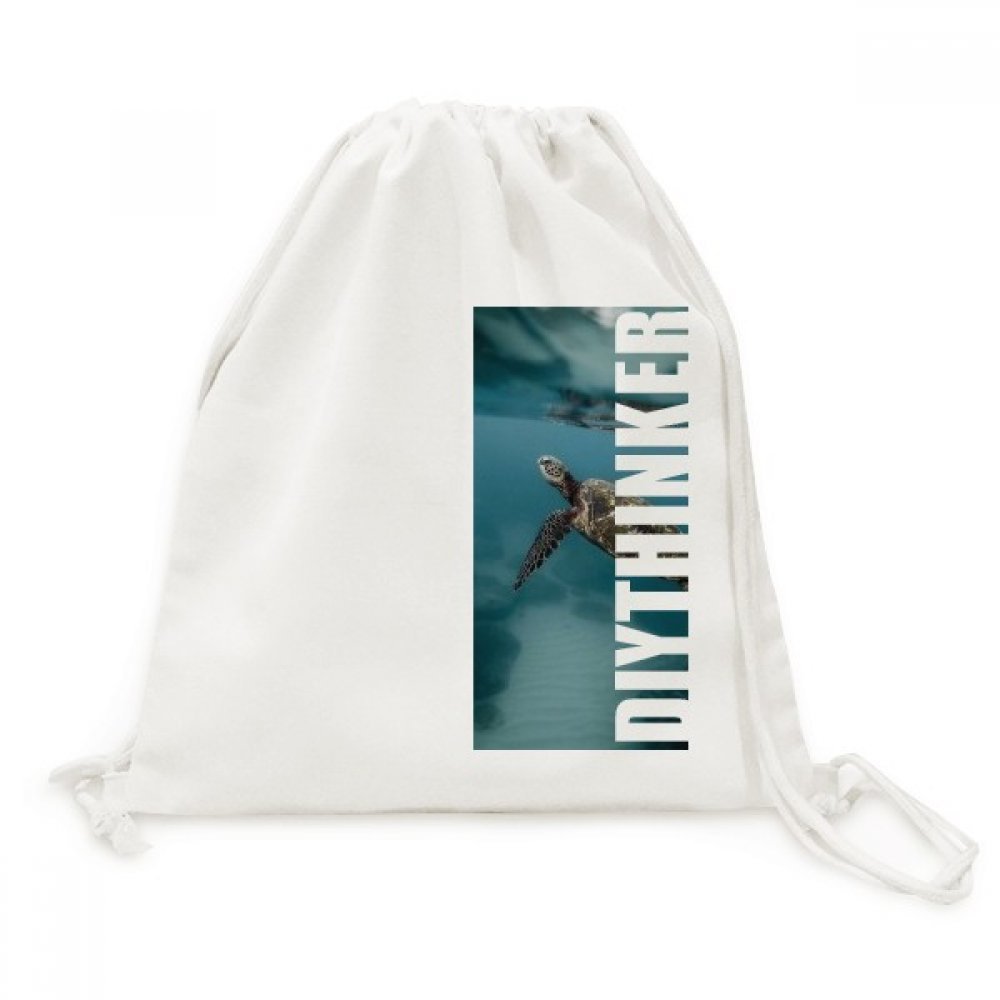 Toile Drawstring Backpack Océan Sciences Tortue durable pour excursions - 5