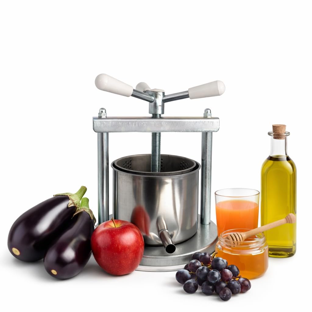 Torchio Manuale Acciaio inox 430 Made in italy Pressa Manuale Torchietto Premitutto Spremitutto Spremiagrumi Manuale Adatto per Melanzane Uva Frutta Verdura (Grande)