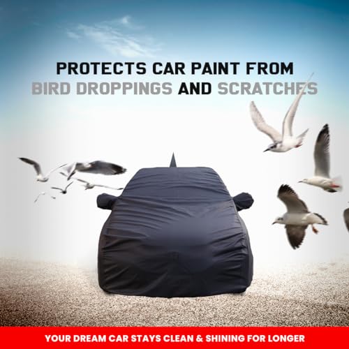 Image of Autofact Waterproof Car Body Cover Compatible with Hyundai Grand I10 Nios (2019 to 2022) with Mirror and Antenna Pockets, 4 x 4 American Matty, Long Lasting Strong Durable Material, Grey Color