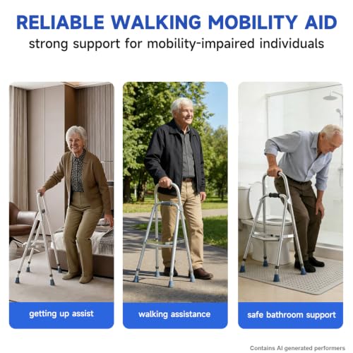 Image of Loyoda Hemi Walker for Seniors, Adjustable One Arm Folding Walker | More stable than a cane, folds easily for storage, adjustable height, comfortable grip, supports up to 250 lb