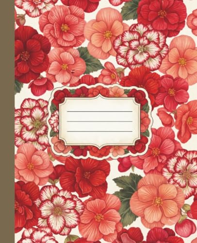 Begonia Blossoms Garden theme Cute Wide Ruled Composition Notebook 110-Page: School College Stationery Journal for Daily Note-Taking, Class Assignments, and Creative Writing image 2