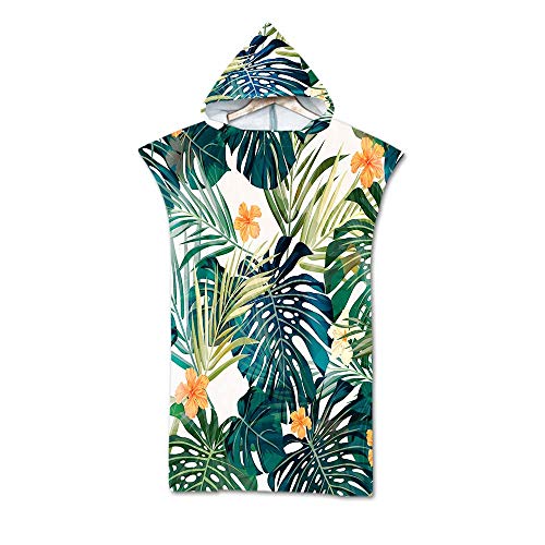 Fansu Trópico del Bosque lluvioso Poncho Toalla Adulto Verano Playa Natación Surf Albornoz para Cambiarse de Ropa Toalla de Microfibra Albornoces Nadar Playa Baño (75 * 110cm,Selva Tropical)