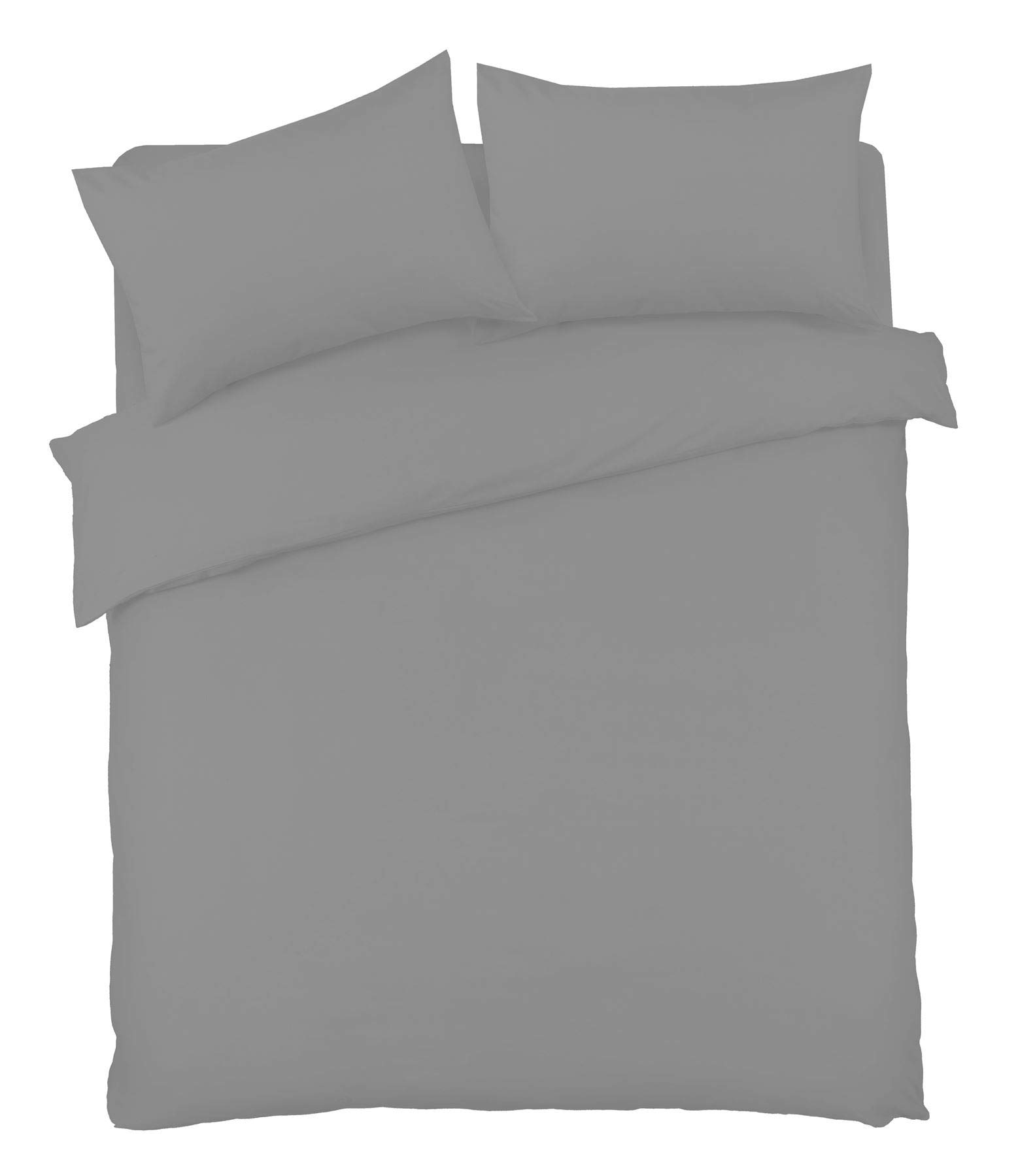Olivia Rocco Duvet Cover Set Easy Care Plain Dyed Quilt Cover Sets, Single Grey