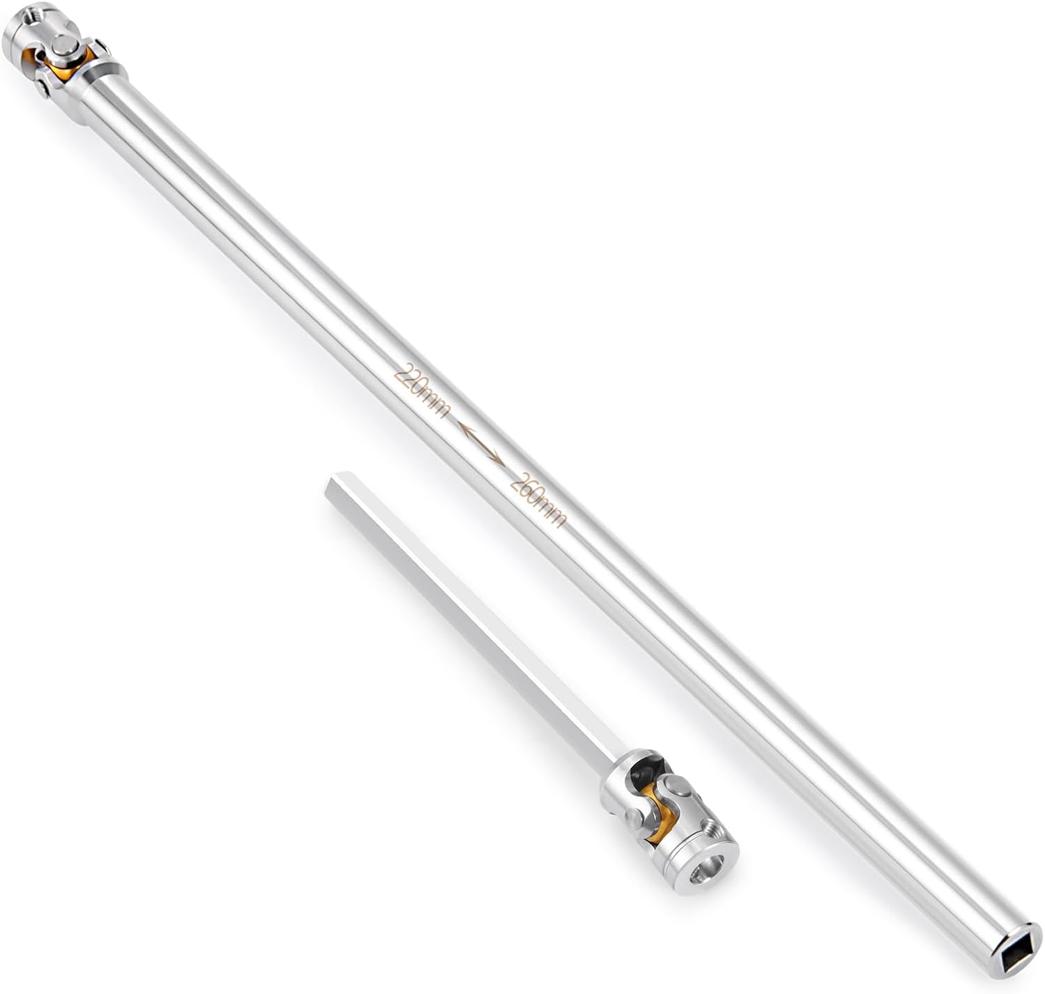 QUE-T 1Pcs Metal Drive Shaft for 1/14 Tamiya Tractor Climbing Trailer RC Car Upgrade Spare Accessories (220mm-260mm)