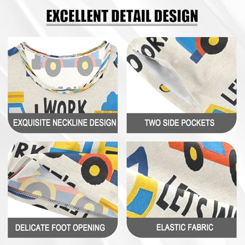senya Short Sleeve Pajamas Sets Summer Cotton Sleepwear Construction Vehicle Pattern4