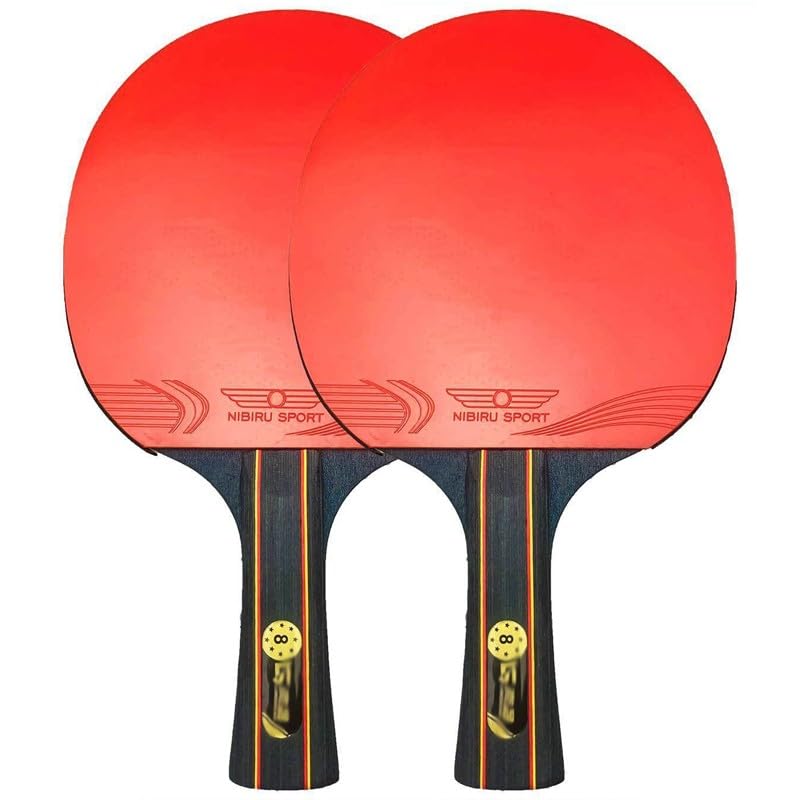 JITEM Ping Pong Paddles, Professional Table Tennis Bats Set, 2-Pack Table Tennis Rackets, 8 Star High Rebound High Spin Ping Pong Bats with Bag(Color:A)